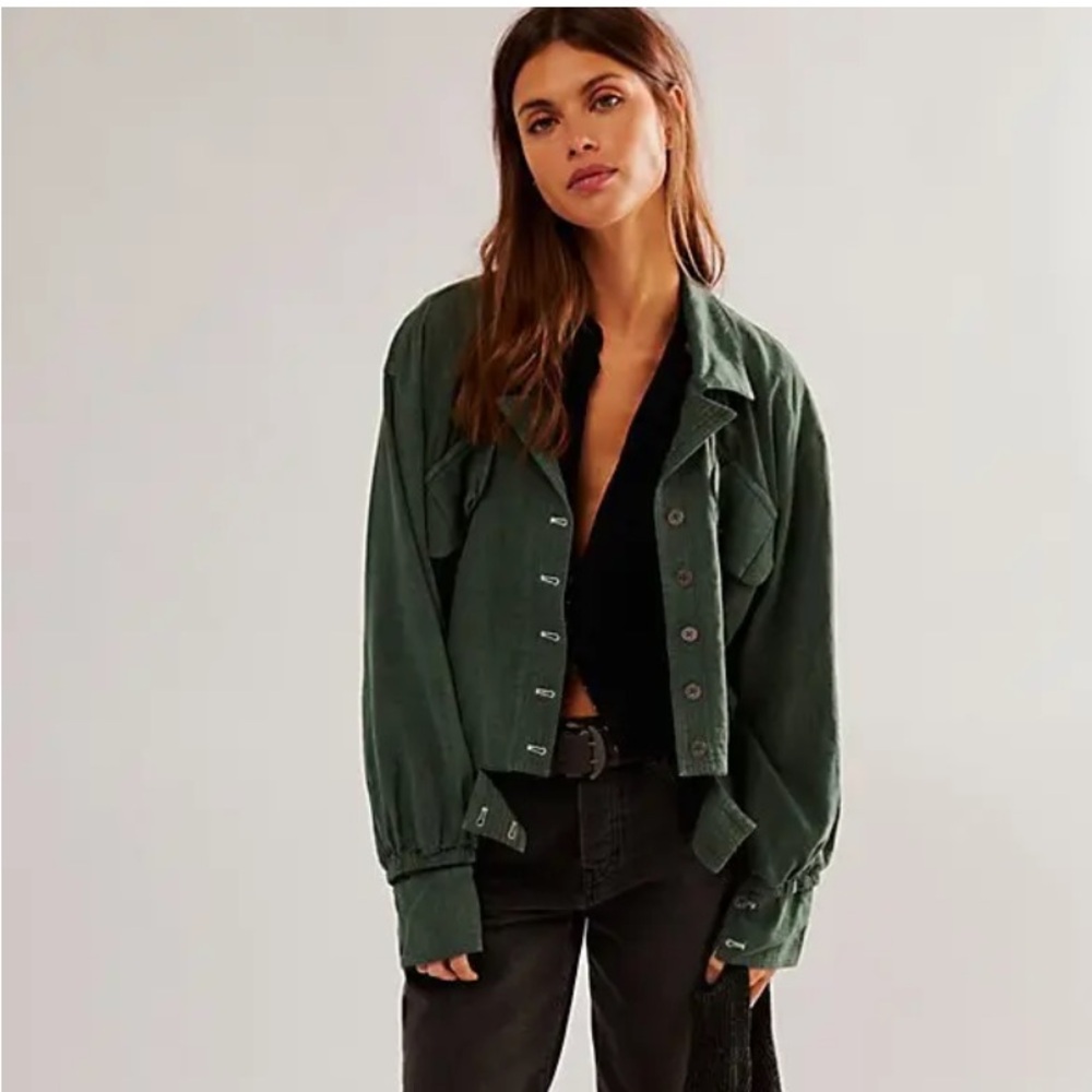Free People Dark Green Utility Jacket